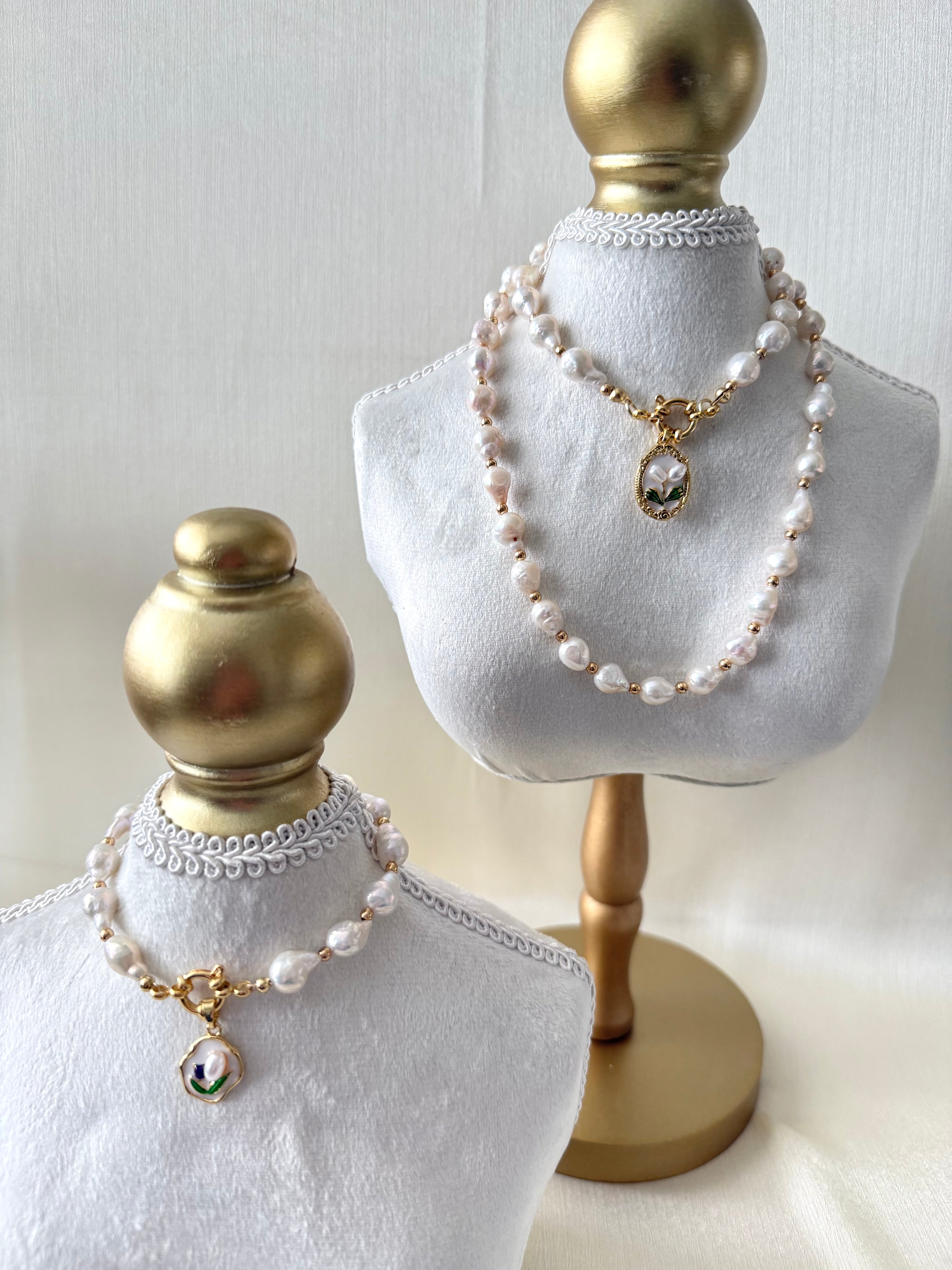 Pearl Garden Set – Baroque Freshwater Pearl Necklace & Bracelet