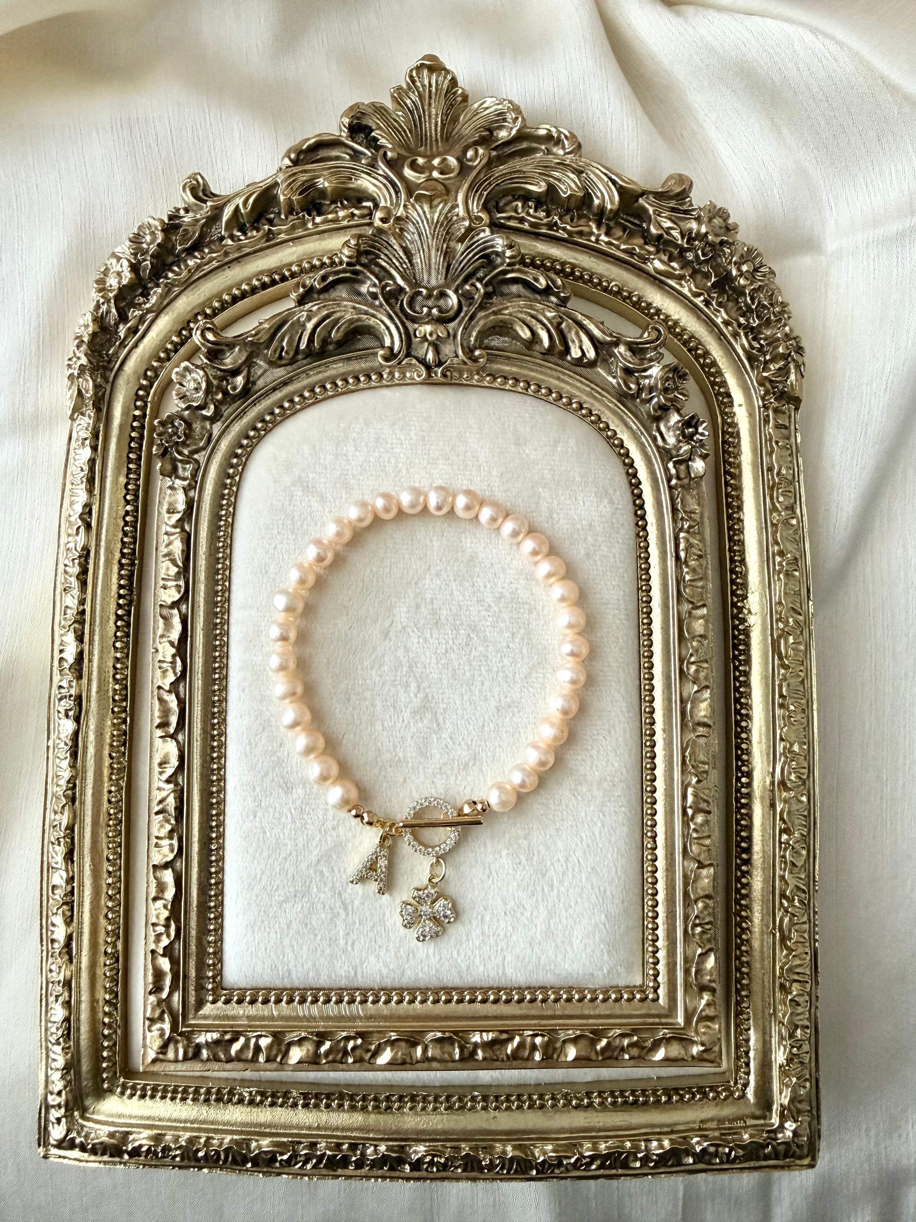 Lucky Pearl Initial Bracelet