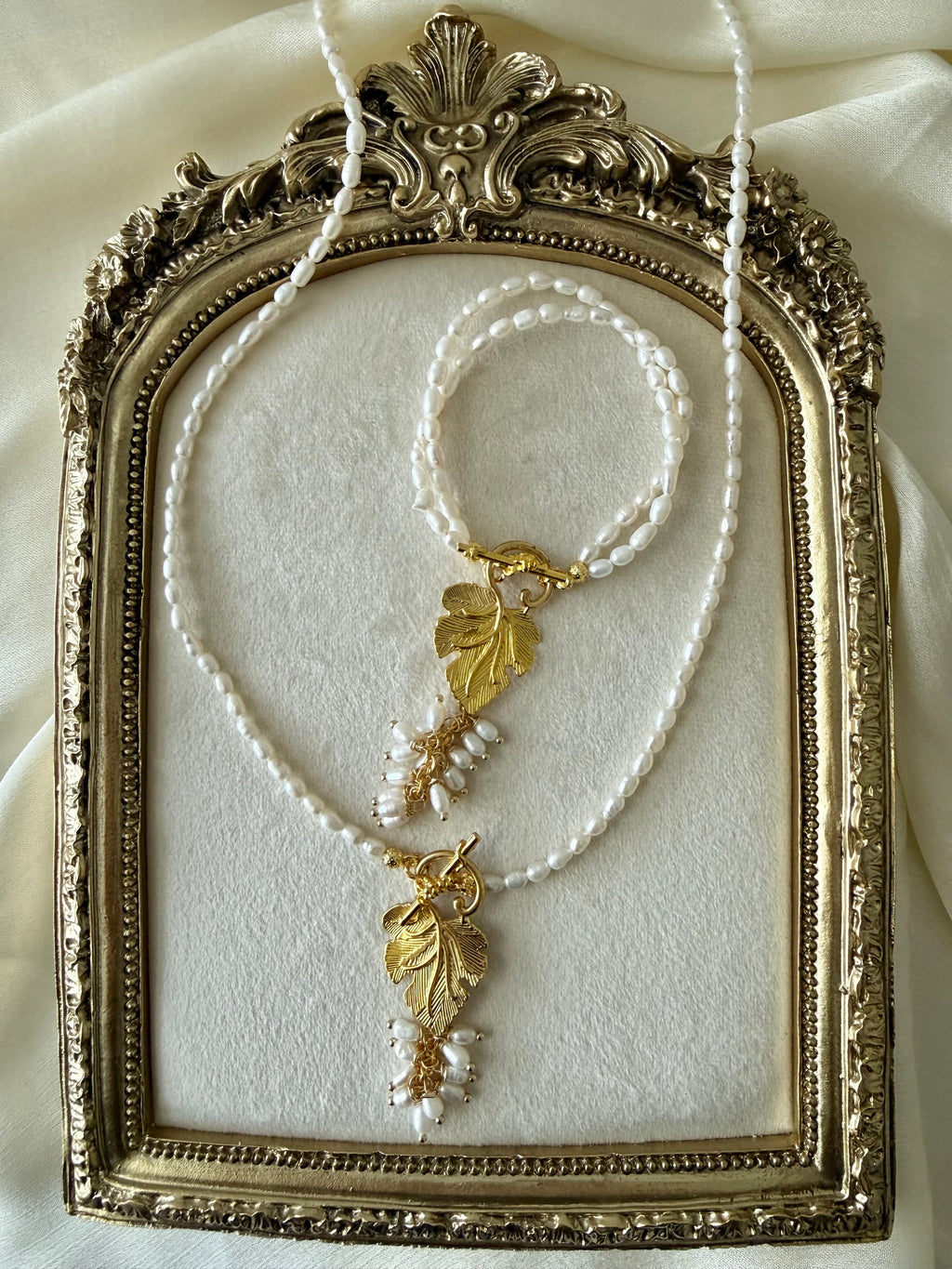 Golden Leaf Pearl Set