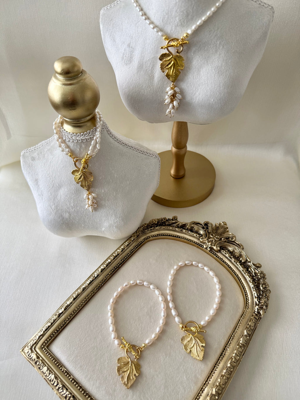 Golden Leaf Pearl Set