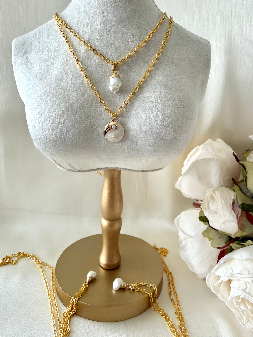 Golden Drop Pearl Necklace